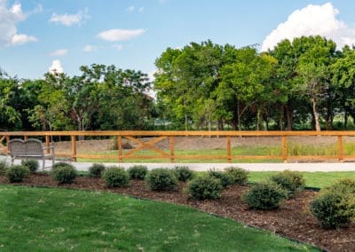 Outdoor walking paths, gardens, and planting areas